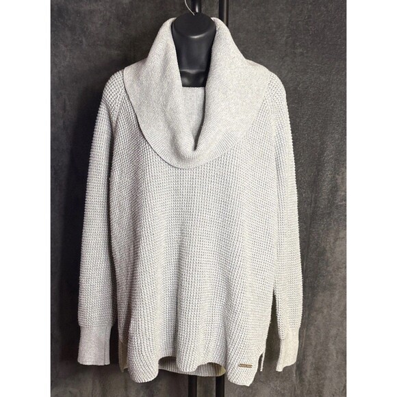 Michael Kors Cowl Neck Waffle Knit Pullover Sweater Long Sleeves Ivory Sz M - Picture 3 of 16